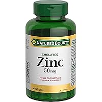 Nature’s Bounty Chelated Zinc 50mg, Helps to Maintain Immune Function - 400 Caplets