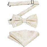 Enlision Bow Ties for Men Formal Pre-tied Bow Tie with Pocket Square Solid Color Clip on Bowties Set for Party Wedding