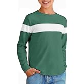 Imily Bela Kids Boys T Shirts Casual Long Sleeve Color Block Tops Crewneck Loose Basic Tees 5-14 Years