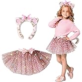 PinkSheep Girls Costume Set,Led Light Up Girls Tutu Skirt with Headband Bow Tie, Kids School Party Outfit Dress Up Cosplay