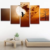 SIGNWIN 5 Panel Canvas Wall Art Modern Art Birds Bohemian Expressive Multicolor Photography Single for Home Decorations Ready to Hang - 60