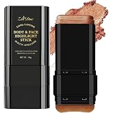 ZAIDOC 2-in-1 Golden Shimmer Body Stick with Blending Brush, Cream Bronze Highlighter for Face, Eyes and Clavicle, Long Lasting Luminous Glow Makeup Multi-use, 0.51oz
