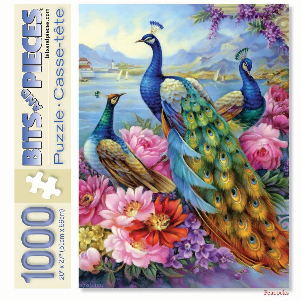 Bits and Pieces - Peacocks 1000 Piece Jigsaw Puzzles for Adults - Each Puzzle Measures 20 Inch x 27 Inch - 1000 pc Jigsaws by Artist Oleg Gavrilov