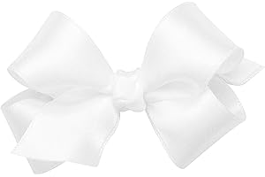 Wee Ones Girls' Classic French Satin Hair Bow on a WeeStay Clip with a Knot Wrap Center, Multiple Colors and Bow Sizes for Any Hair Styles