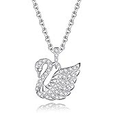 VIKI LYNN 925 Sterling Silver Cubic Zirconia Elegant Swan Pendant Necklace for Women