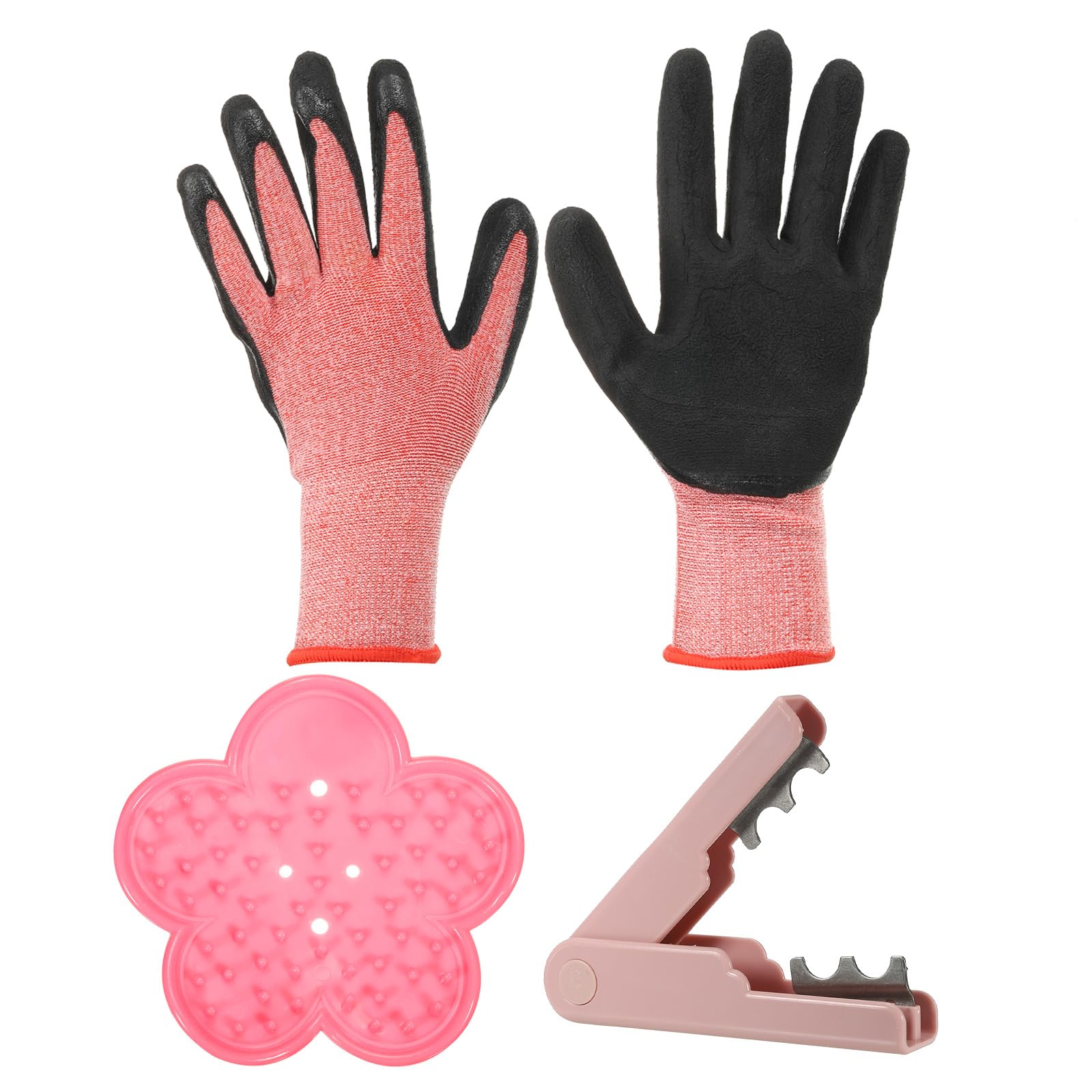 PATIKIL Rose Stem Leaf Thorn Stripper, 3Pcs/1Set Rose Thorn Stripper Remover Tool Leaf Stripping Tool for Gardening Flower Pruning, Pink