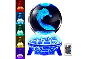 ONXE Axolotl Gifts 3D Crystal Ball Lamp,16 Colors Changing Axolotl Glass Ball Night Light with Remote Dimmable Kids Bedroom Decor, Birthday Christmas Gifts for Boys Girls