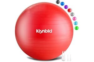 kisnbld Exercise Ball, Extra Thick Yoga Ball for Workout Pregnancy Stability, 4 Sizes Anti-Burst Balance Ball with Foot Pump - Heavy Duty Fitness Ball Chair for Office, Home & Gym