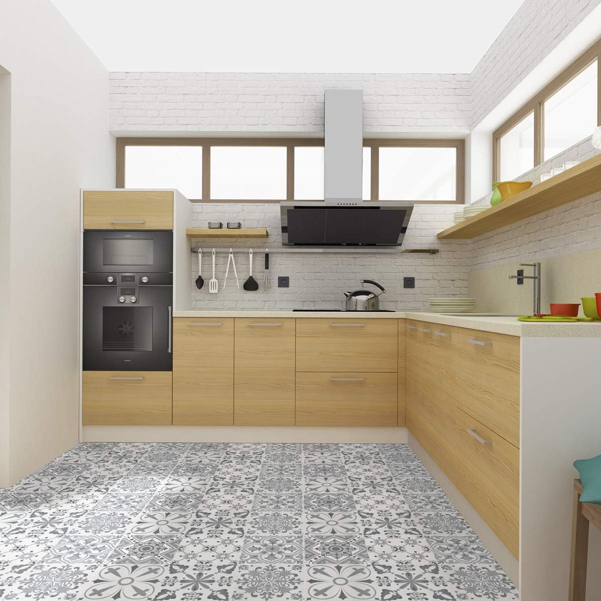 Ambiance-Live Floor Tile Stickers, Amos, 60 x 90 cm - Image 3