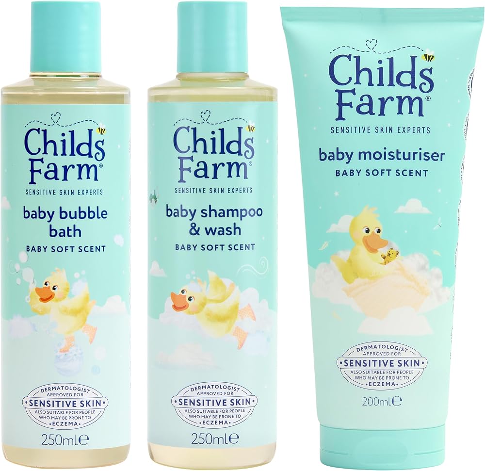 Childs Farm Baby Regime Bundle Bubble Bath 250ml Shampoo 250ml Moisturiser