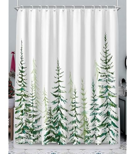 Avanti Linens Dusch-Set – Weihnachtsbäume-Kollektion, 182,9 X 182,9 Cm, Inkl. 12 Haken, Polyester