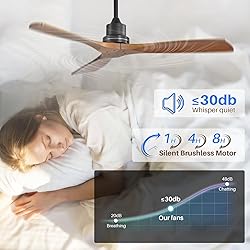 Wood Ceiling Fan no Light, Walnut, 52" Ceiling Fan