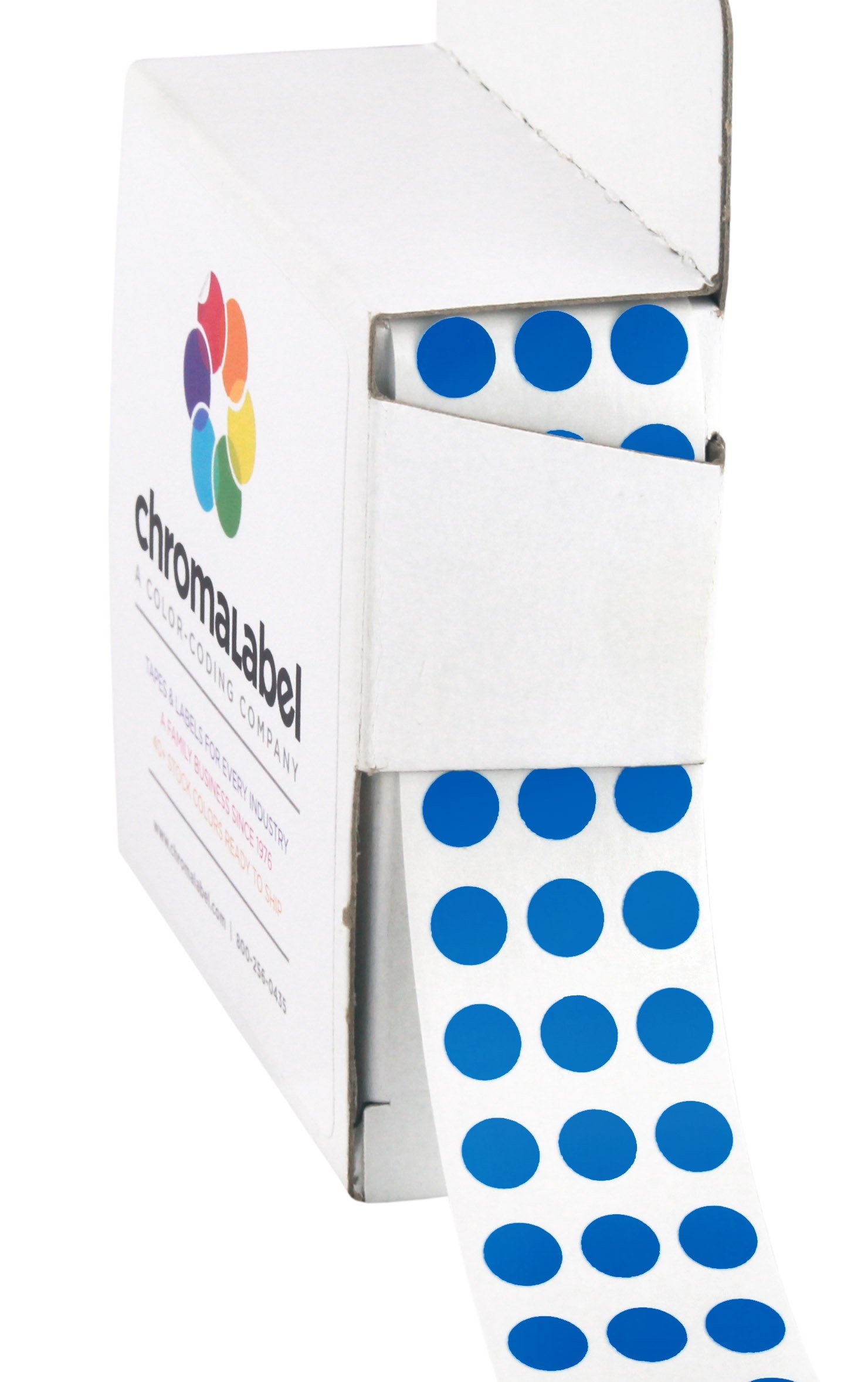 ChromaLabel 6.35mm (1/4 Inch) Round Permanent Colour-Code Dot Stickers, 1000 per Dispenser Box, Dark Blue