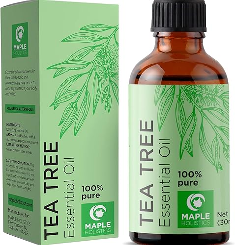 100% Pure Tea Tree Oil Natural Essential Oil with Antifungal Antibacterial Benefits for Face Skin Hair Nails Heal Acne Psoriasis Dandruff Piercings Cuts Bug Bites Multipurpose Surface Cleaner