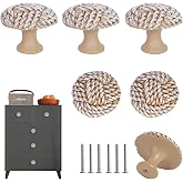 Altelvox Coastal Cabinet Knobs Set of 6, Boho Rope Drawer Knobs | Brown resin cabinet knobs with a woven rope design for dressers, bathroom vanities and kitchen cabinets.