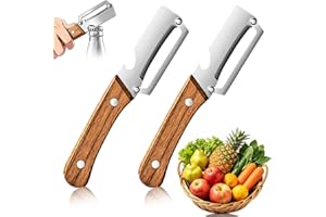 2pcs,Multi-Functional Vegetable Peeler for Kitchen, Ultra-Sharp Stainless Steel Blade with Wooden Handle & Bottle Opener, Erg