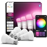 Philips Hue Smart LED A19 Bulb 4-Pack, White Color Ambiance, E26 Base, 7.2W, Full Spectrum Light 1000K-20000K, 810 Lumens, Dimmable, Works with Alexa, Google,&amp; Apple Home