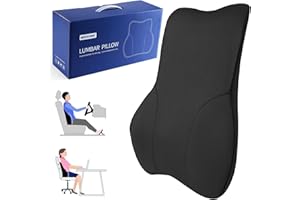 MEIXUNR Soft Lumbar Support Pillow for Car Seat and Office Chair Back Support Pillow for Toyota RAV4 and Seat and Truck Driver's seat, Back Cushion for Pain Relief Improve Posture (Suede Cover-Black)
