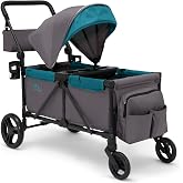 Jeep Sport All-Terrain Stroller Wagon by Delta Children - Includes Canopy, Parent Organizer, Adjustable Handlebar, Snack Tray &amp; Cup Holders, Grey/Blue Moon