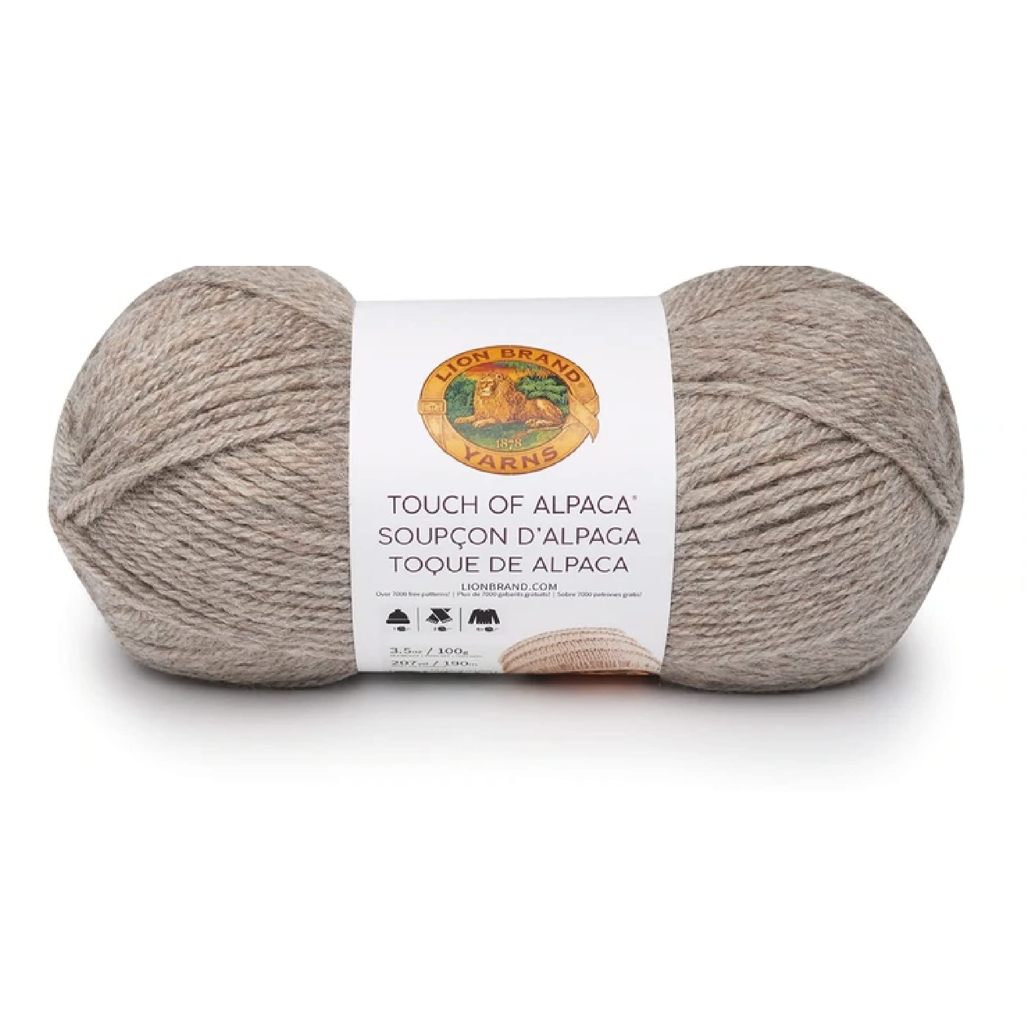 Lion Brand Yarn (1 Skein) Touch of Alpaca Yarn, Taupe