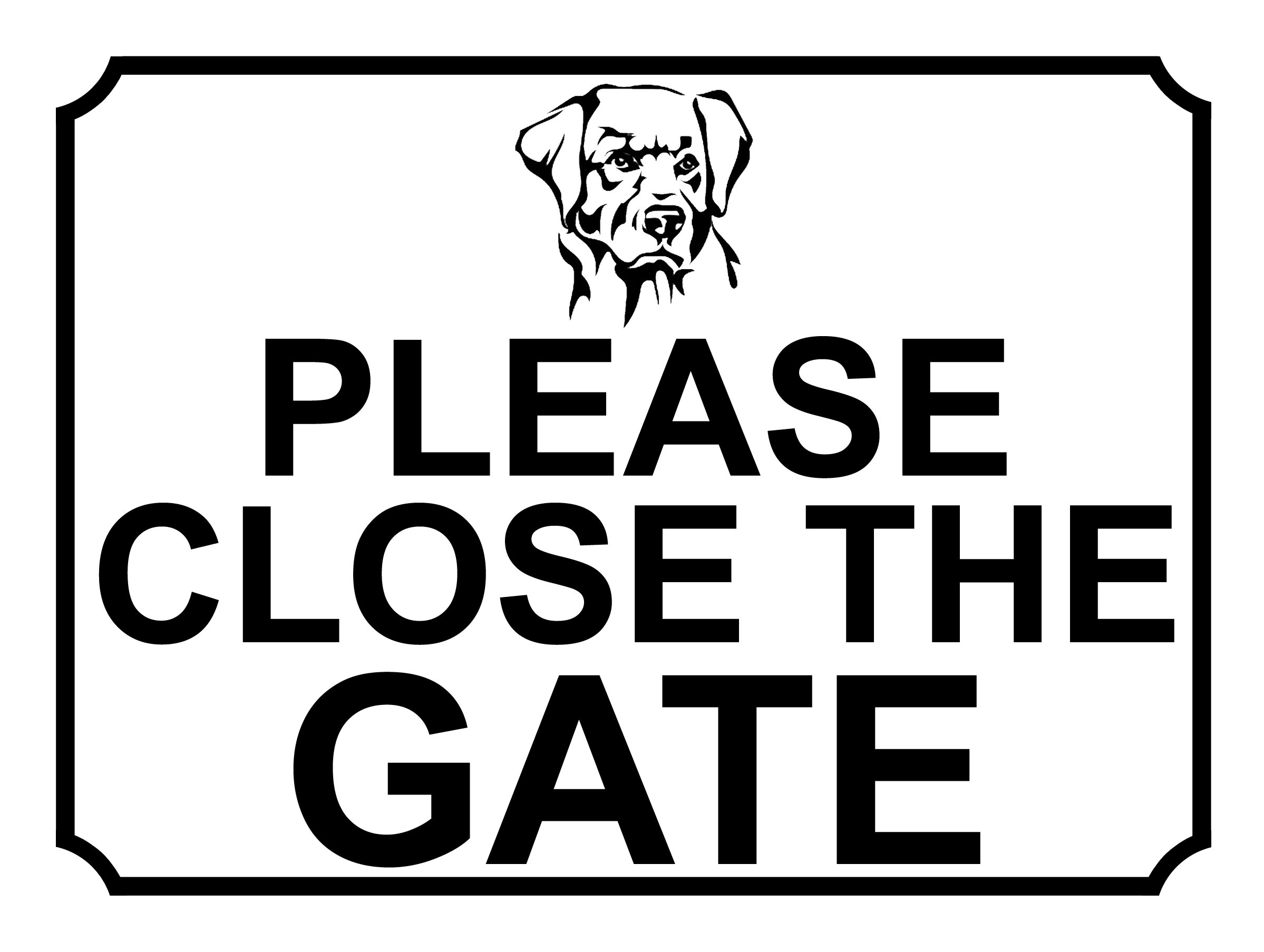 SHAWPRINT PLEASE CLOSE THE GATE DOG THEME METAL SIGN 267MM X 200MM (472H1L) LARGE 10" X 8"