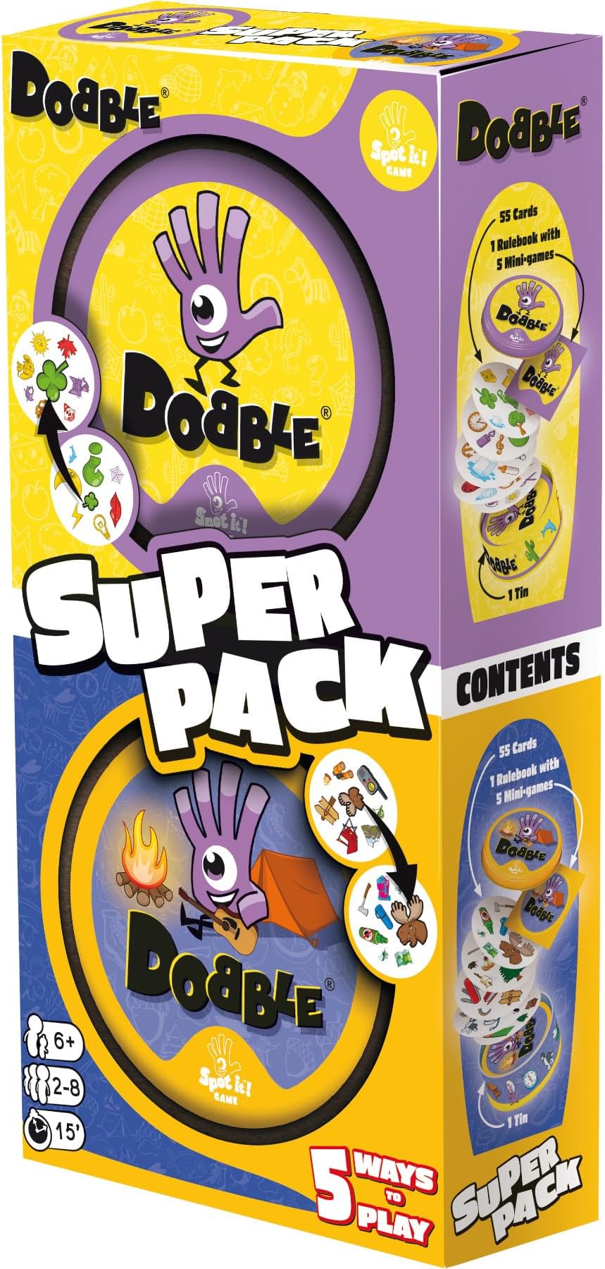 Asmodee Dobble Super Pack Camping Classic Card Game 55 Cards Tin Box