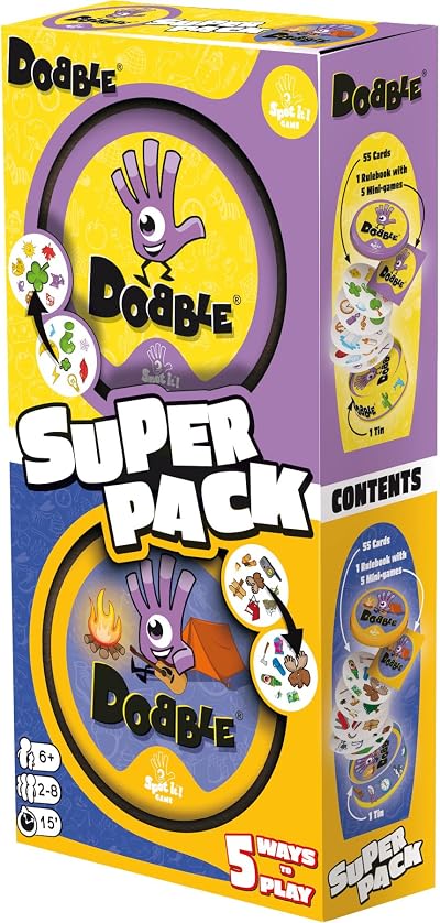 Asmodee Dobble Super Pack Camping Classic Card Game 55 Cards Tin Box