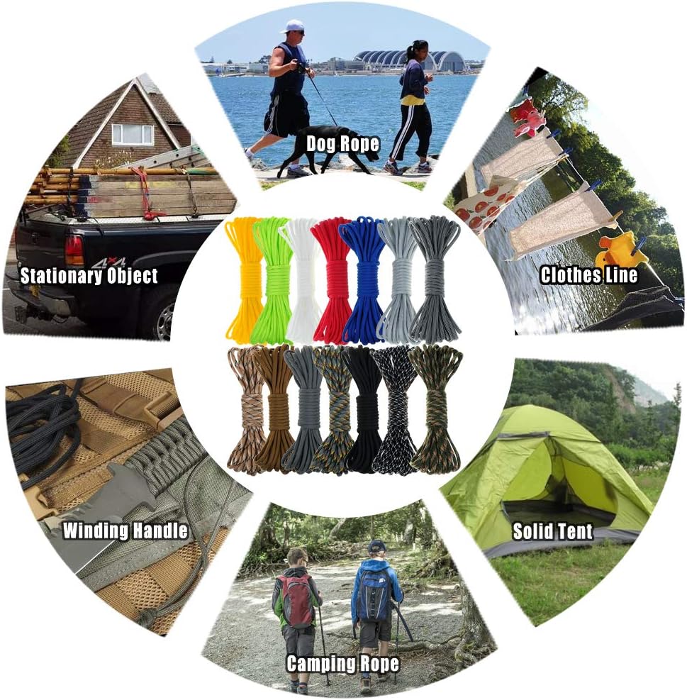 WEREWOLVES 550 Paracord - Survival Paracord Bracelet Crafting Kits Crafting Kits - Parachute Cord with Soft Tape Measure, Buckles, Carabiner, and Key Rings -Multicolor Rope Gift Box : Sports & Outdoors
