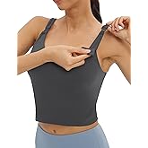 Foucome Womens Nursing Bras for Breastfeeding Maternity Tank Tops Crop Top with Built in Bra Longline Workout Sports Bra