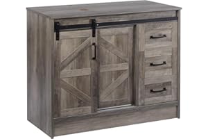 SOLIDEE 36-Inch Barn Door Bathroom Vanity, Farmhouse Style Standing Cabinet Without Sink