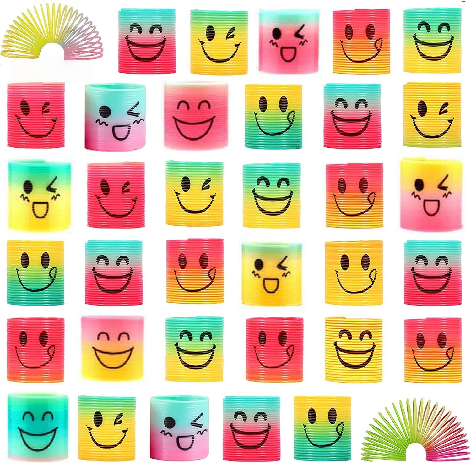 Xndryan 36 Slinky Toy Mini Rainbow Springs Party Bag Fillers for Kids Fidget Toys for Birthday Party Favours School Prizes Class Gifts for 30 Children