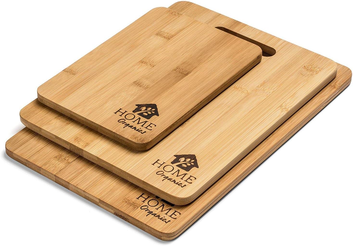 Home Organics Premium Bamboo Chopping Board Set - Set of 3 Wooden Cutting Boards, Default - Image 5