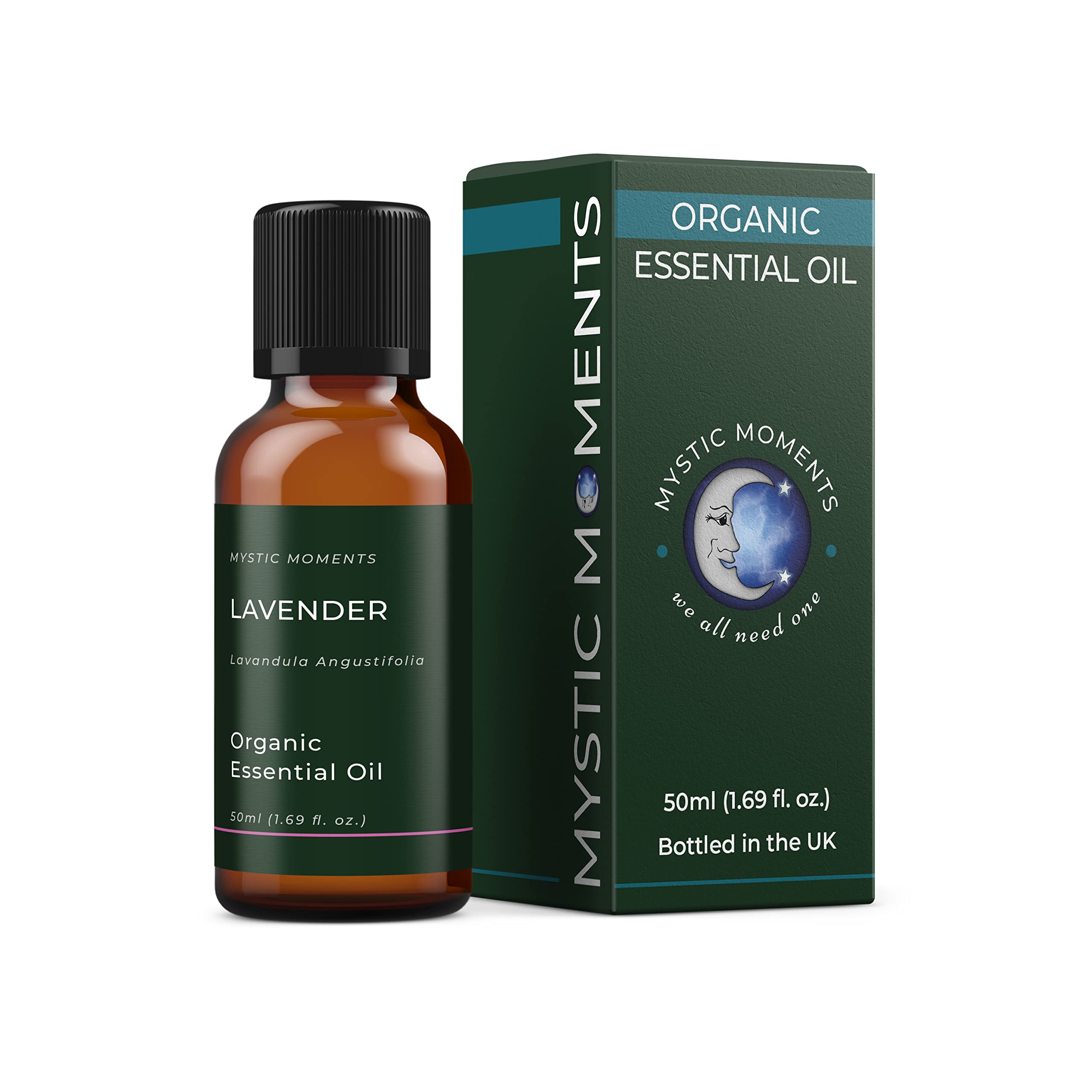 Mystic Moments | Organic Lavender Essential Oil 50ml | Lavandula angustifolia | Soft Floral Herbal Aroma | Relaxing Oil for Diffusers & Blends