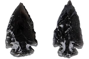 Hanifa Crystals 1"-1.5" Black Obsidian Arrowhead Natural Crystal and Healing Stone Pendant Flint Rock Arrow Head Set Of 25 Pcs (Black Obsidian)