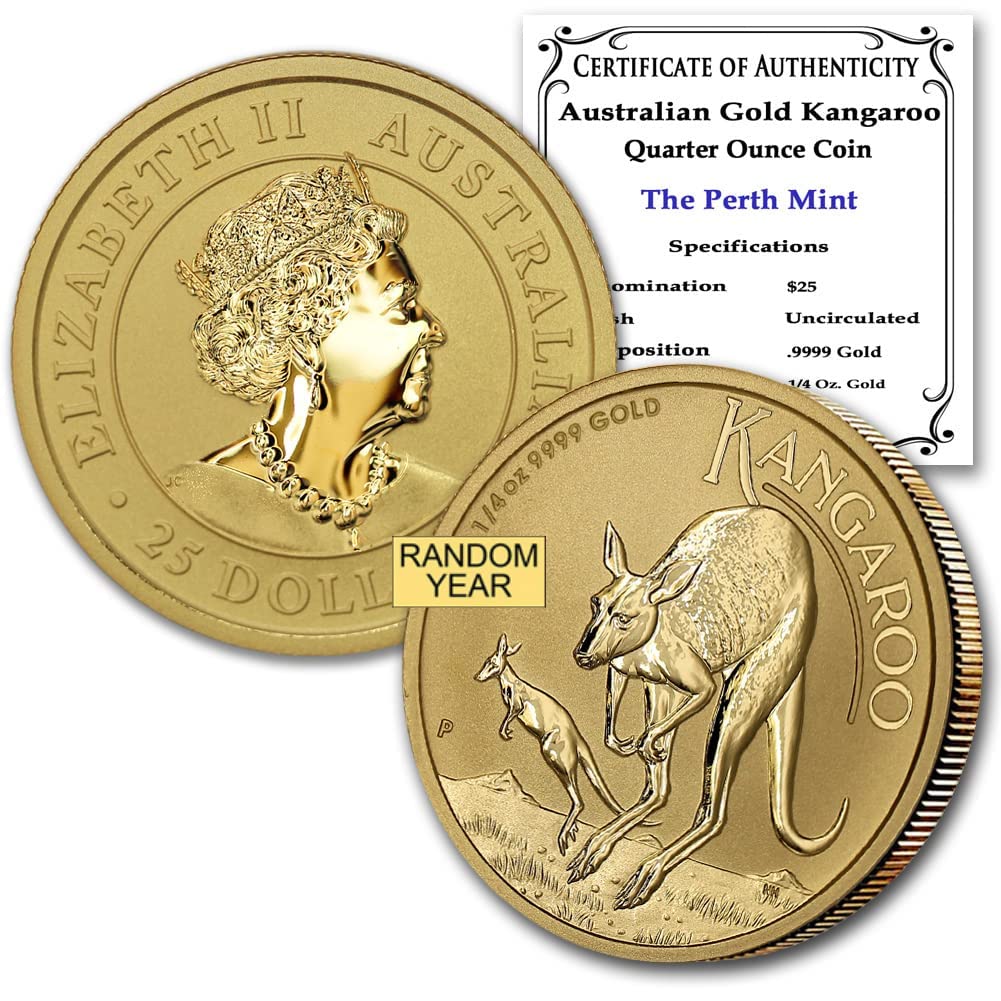 1987 - Present Australia Gold Kangaroo/Nugget (Random Year) 1/4oz .9999 Brilliant Uncirculated