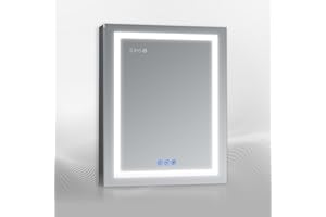 DECADOM LED Mirror Medicine Cabinet Recessed or Surface, Defogger, Dimmer, Clock, Room Temp Display, Makeup Mirror 3X, Outlets & USBs (RUBiNi 24x32/L)