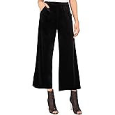 Standards & Practices Modern Women's Black Velvet Crop Split Hem Wide Leg Pants