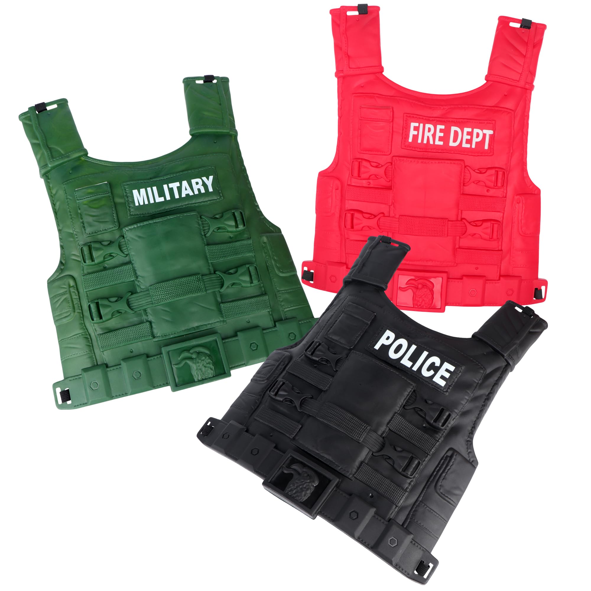 Photo 1 of 3 Pack Plastic Police Military Fireman Vest Jacket for Coslay Dress Up