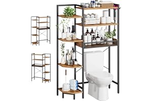 Roxibelt K1 Heavy Duty 7-Tier Over The Toilet Storage（With Basket and Paper Hook）Freestanding Above Toilet Shelf with Adjusta