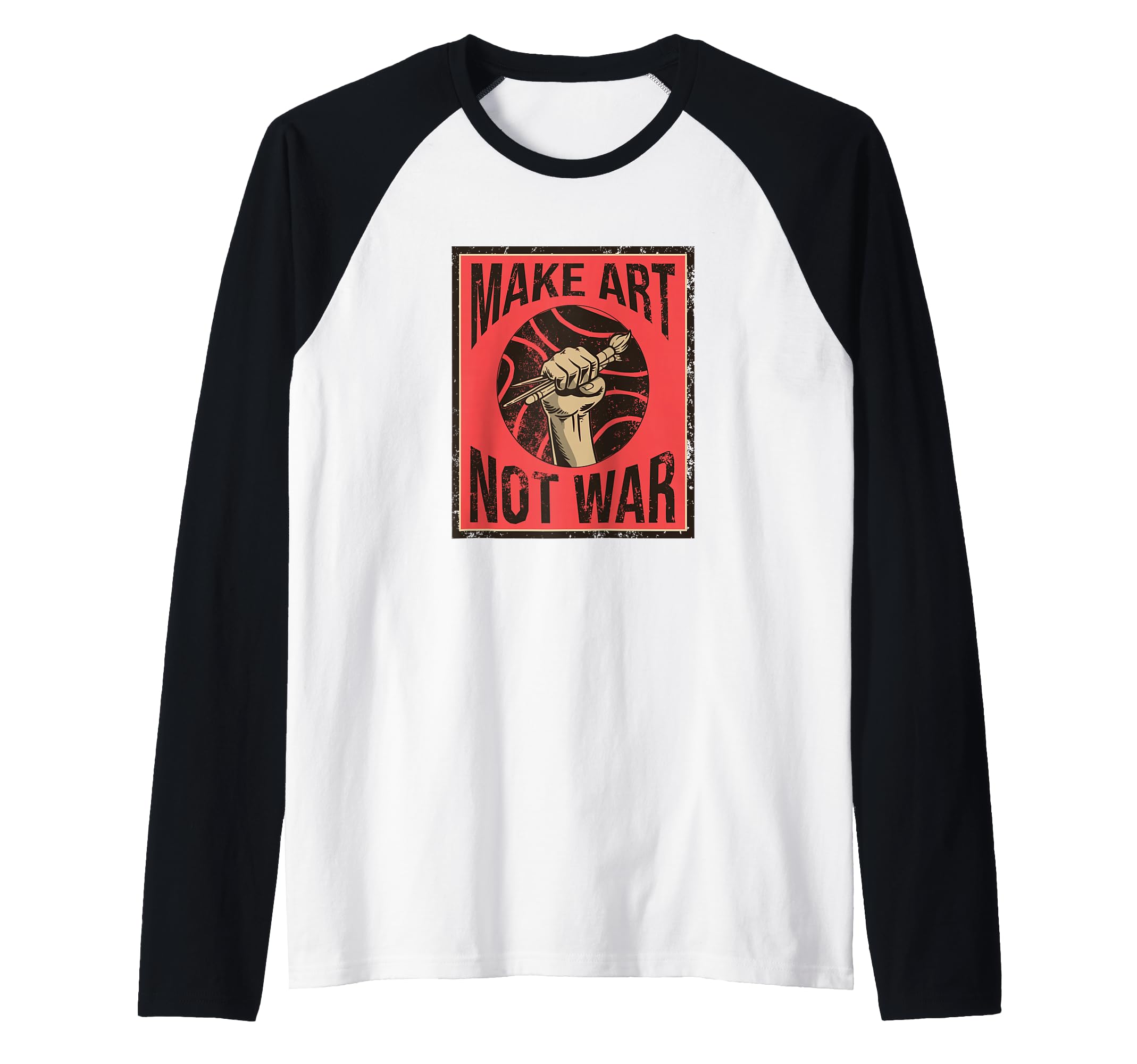 Make Art Not War Peaceful Artist Peace Painter Hippie Raglan Baseball Tee