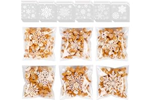 LOKIPA 180 PCS Christmas Cellophane Treat Bags, Snowflake Self-Adhesive Christmas Candy Cookie Bags Small Xmas Treat Bags for
