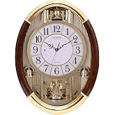 KELAOTE Melodies in Motion Musical Wall Clock | Chiming Wall Clock with Rotating Crystal Pendulum | Decorative Wall Clock with 12 Melodies | Adjustable Volume | Night Shutoff