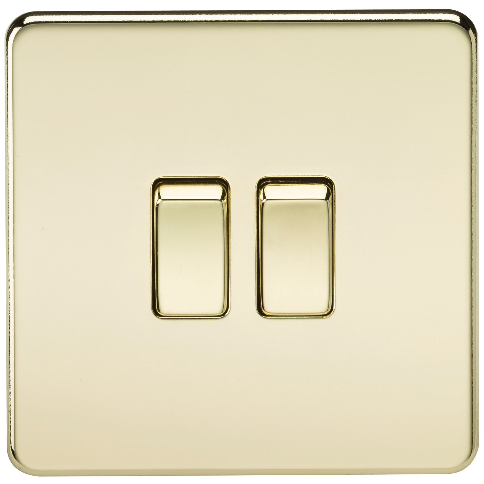 Knightsbridge SF3000PB Screwless 10 A 2-Gang 2 Way Switch, Polished Brass