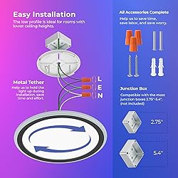 BLNAN RGB Led Flush Mount Ceiling Light with Remote