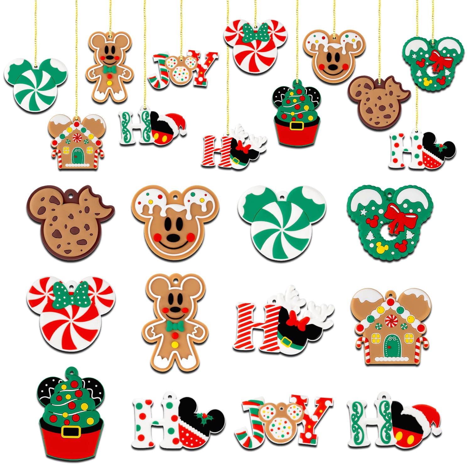 Photo 1 of 12pcs Christmas Tree Decorations Ornaments, Xmas Mouse Peppermint Candy Silicone Ornaments Hanging Pendant with Ropes for Christmas Tree Winter Holiday Party Crafts Stocking Stuffers Wreath Decor
