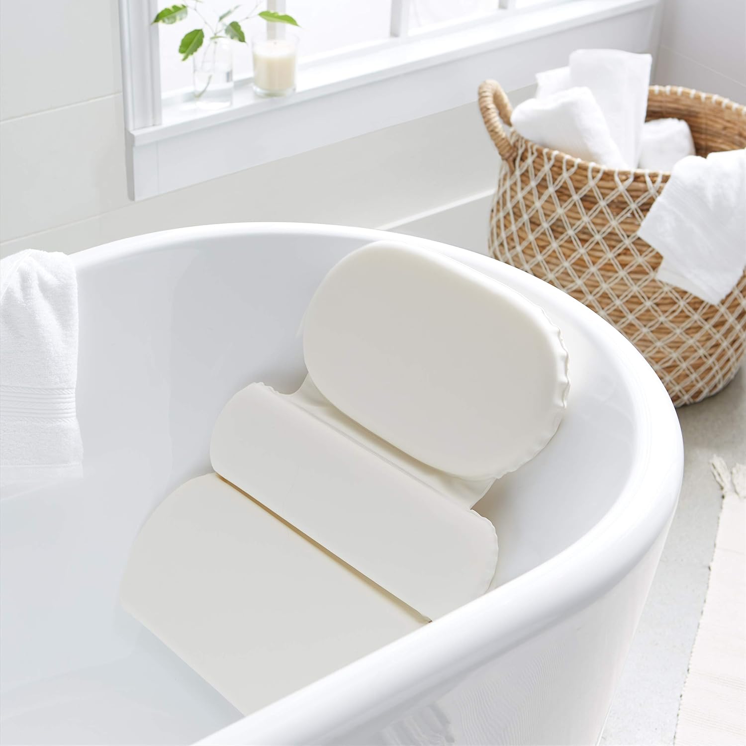 Basics Bath Tub Neck Pillow with Suction Cups, Waterproof, 3 Panel: Home & Kitchen