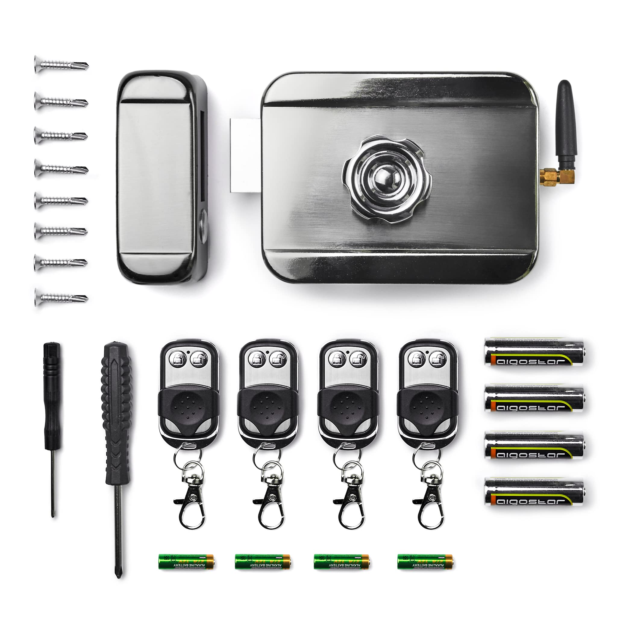All Home Basics Invisible Security Lock with Remote Control - for Exterior or Interior Door with 4 Controls Anti-Theft and Anti-Squat - Black