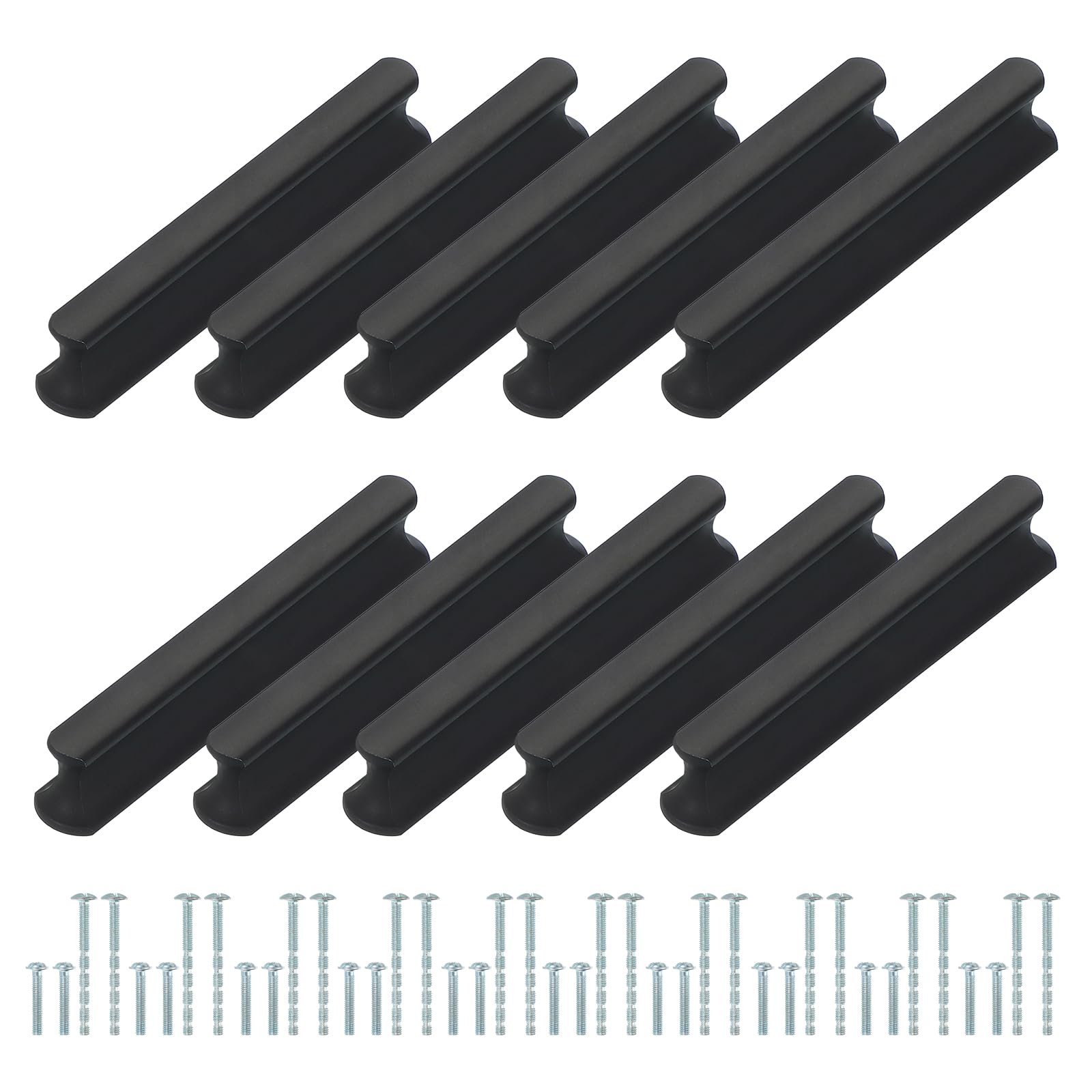 PATIKIL Door Handles 2.52 Inch (64mm) Hole Center, 10 Pack Brushed Pulls Kitchen Drawer Hardware for Cupboard Drawer Pulls, Black