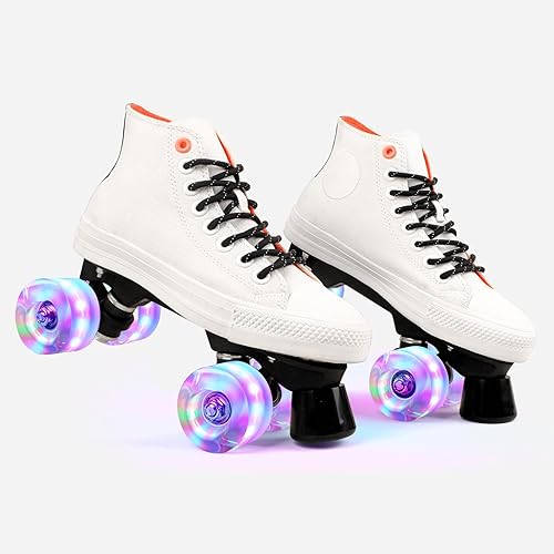 Roller Skates with Light up Wheels for Kids and Adults, Roller Skate Shoes for Men and Women, High-Top Sneaker Roller Shoes with Full Lace Up Ankle Support for Outdoor or Indoor