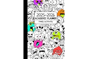2025-2026 Academic Planner — Weekly and Monthly: 18-Month Cute and Creepy Monster-Themed Dotted Agenda for Kids, Teens, and C